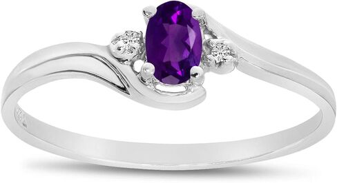 10k White Gold Oval Amethyst And Diamond Ring in Saudi Arabia