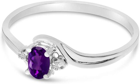 10k White Gold Oval Amethyst And Diamond Ring in Saudi Arabia