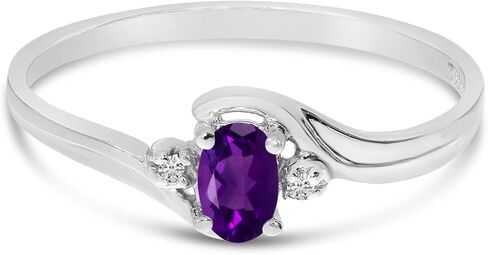 10k White Gold Oval Amethyst And Diamond Ring in Saudi Arabia