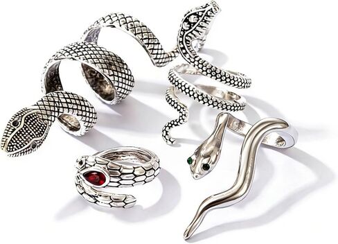 Snake Ring for Women Adjustable Snake Rings Set Black Gothic Gothic Rings Punk Vintage Ring Halloween Jewelry in Kuwait