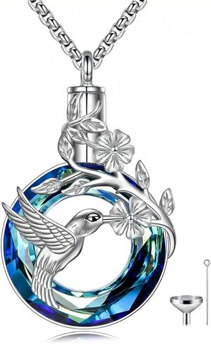ONEFINITY Hummingbird Urn Necklace for Ashes Crystal Hummingbird Cremation Necklace Memories Keepsakes Cremation Jewelry Gifts for Women Mom Wife in Saudi Arabia