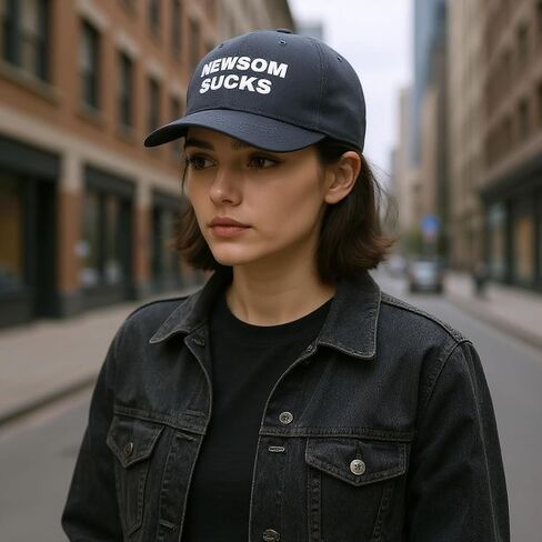قبعة Newsom Sucks – قبعة بيسبول قابلة للتعديل، قبعة بيان سياسي مضحك، قبعة مناهضة لسياسة نيوسوم كاليفورنيا للرجال والنساء باللون الأسود in Kuwait