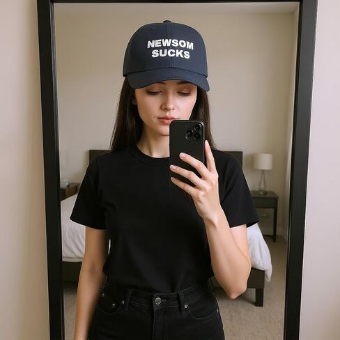 قبعة Newsom Sucks – قبعة بيسبول قابلة للتعديل، قبعة بيان سياسي مضحك، قبعة مناهضة لسياسة نيوسوم كاليفورنيا للرجال والنساء باللون الأسود in Kuwait