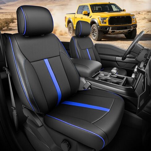 Seat Covers for Ford F150 2015–2025 2026 (XL/XLT, 1st Row Bucket Seat, Not Regular Cab) – Faux Leather Front Seat Protectors, Truck Interior Accessories, Black in Saudi Arabia