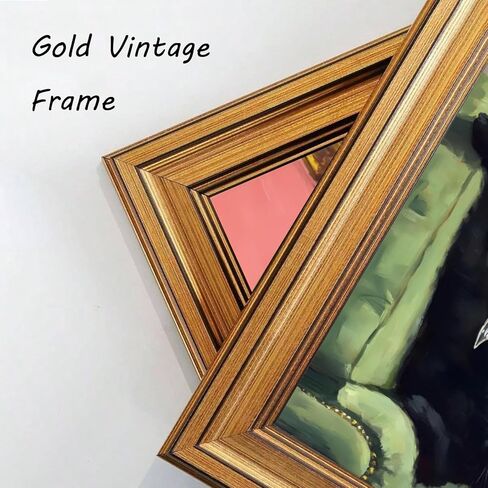 Devunaty Vintage Gold Framed Black Cat Martini Wall Art, Cocktail Bar Cart Wall Decor, Funny Cat On Green Sofa Canvas Print, Eclectic Whimsical Painting Picture For Bedroom Living Room Decor 9"x 11" in Saudi Arabia