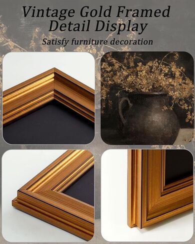Gold Framed Vintage Wall Art for Room Decor Moody Floral Wall Dark Antique Plant Still Life Canvas Prints Painting for Living Kitchen Bathroom Bedroom Desktop Artwork 12x16 Inch in Saudi Arabia