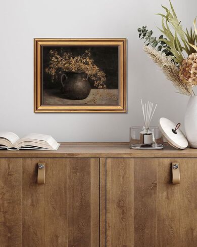 Gold Framed Vintage Wall Art for Room Decor Moody Floral Wall Dark Antique Plant Still Life Canvas Prints Painting for Living Kitchen Bathroom Bedroom Desktop Artwork 12x16 Inch in Saudi Arabia