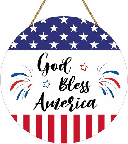 4th of July Decorations Patriotic Decorations Patriotic Wreath Fireworks God Bless America Sign Wooden 4th of July Wreaths for Front Door Decorations for Memorial Day Fourth of July Indoor Home Decor in Saudi Arabia