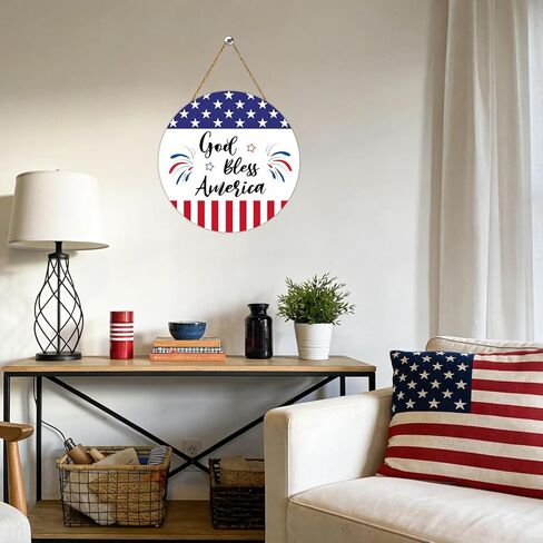4th of July Decorations Patriotic Decorations Patriotic Wreath Fireworks God Bless America Sign Wooden 4th of July Wreaths for Front Door Decorations for Memorial Day Fourth of July Indoor Home Decor in Saudi Arabia