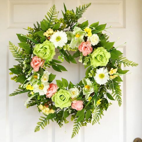 24in Hydrangea Spring Wreaths for Front Door - Summer Door Wreaths for Home Porch Decor Outside All Season in Kuwait