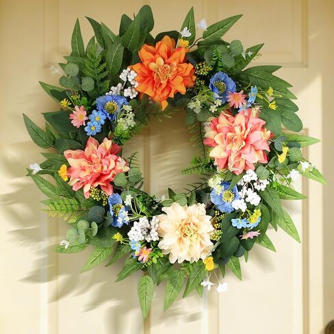 24in Hydrangea Spring Wreaths for Front Door - Summer Door Wreaths for Home Porch Decor Outside All Season in Saudi Arabia