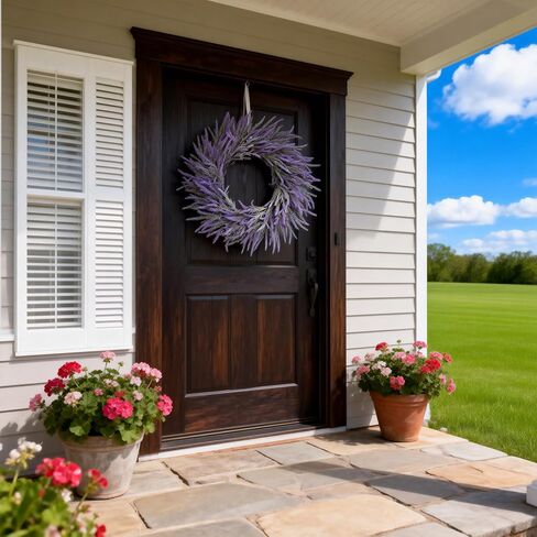 24 Inch Lavender Wreath for Front Door – Artificial Summer Wreath Porch & Wall Decor, Farmhouse Wedding, Indoor & Outdoor, Spring, Summer, Fall, All Seasons in Saudi Arabia