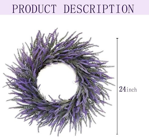 24 Inch Lavender Wreath for Front Door – Artificial Summer Wreath Porch & Wall Decor, Farmhouse Wedding, Indoor & Outdoor, Spring, Summer, Fall, All Seasons in Saudi Arabia