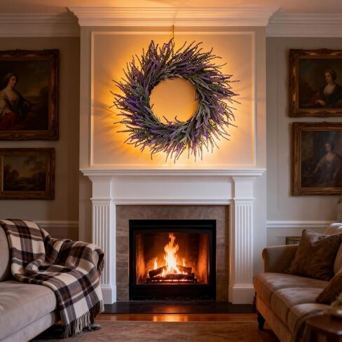 24 Inch Lavender Wreath for Front Door – Artificial Summer Wreath Porch & Wall Decor, Farmhouse Wedding, Indoor & Outdoor, Spring, Summer, Fall, All Seasons in Saudi Arabia