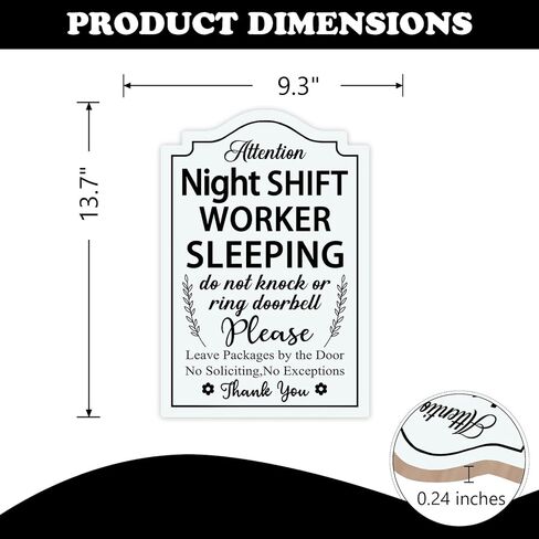 Attention Night Shift Worker Sleeping Front Door Sign, Do Not Disturb Rest Warning Wood Hanger Office Business Work From Home Decor, Caution Remind Wooden Wreath Indoor Wall Hanging Decoration in Saudi Arabia