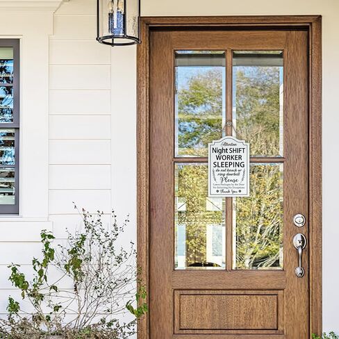 Attention Night Shift Worker Sleeping Front Door Sign, Do Not Disturb Rest Warning Wood Hanger Office Business Work From Home Decor, Caution Remind Wooden Wreath Indoor Wall Hanging Decoration in Saudi Arabia