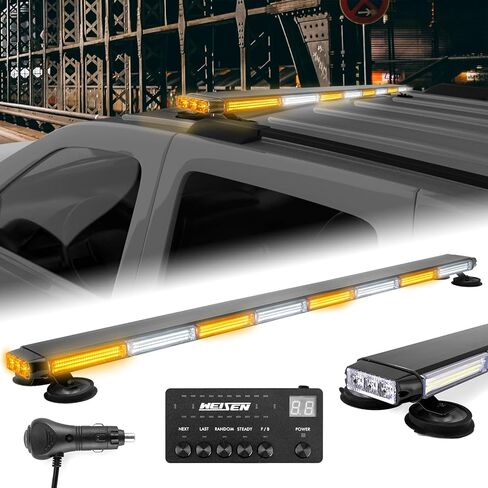 WeiSen 50" Rooftop LED Strobe Light Bar Amber White Double Side Warning Flash Emergency Strobe Light W/Magnetic Mount for Truck Plow Pickup in Saudi Arabia
