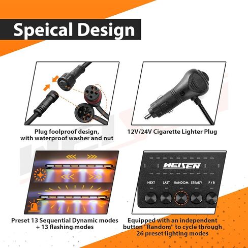 WeiSen 50" Rooftop LED Strobe Light Bar Amber White Double Side Warning Flash Emergency Strobe Light W/Magnetic Mount for Truck Plow Pickup in Saudi Arabia