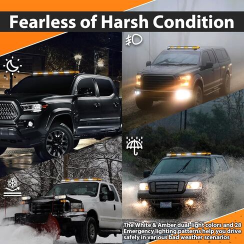WeiSen 50" Rooftop LED Strobe Light Bar Amber White Double Side Warning Flash Emergency Strobe Light W/Magnetic Mount for Truck Plow Pickup in Saudi Arabia