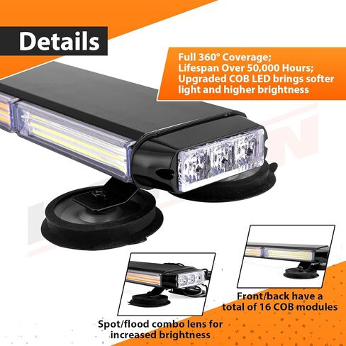 WeiSen 50" Rooftop LED Strobe Light Bar Amber White Double Side Warning Flash Emergency Strobe Light W/Magnetic Mount for Truck Plow Pickup in Saudi Arabia