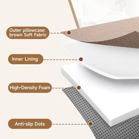 وسائد كرسي من الفوم وسادة مقعد إسفين مقاس 20 × 20 بوصة من الفوم عالي الكثافة غير قابل للانزلاق وسادة إسفين من الفوم مع غطاء قابل للإزالة بسحاب (بني) in Kuwait