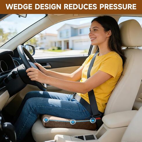 وسائد كرسي من الفوم وسادة مقعد إسفين مقاس 20 × 20 بوصة من الفوم عالي الكثافة غير قابل للانزلاق وسادة إسفين من الفوم مع غطاء قابل للإزالة بسحاب (بني) in Kuwait