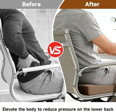 وسائد كرسي من الفوم وسادة مقعد إسفين مقاس 20 × 20 بوصة من الفوم عالي الكثافة غير قابل للانزلاق وسادة إسفين من الفوم مع غطاء قابل للإزالة بسحاب (بني) in Kuwait