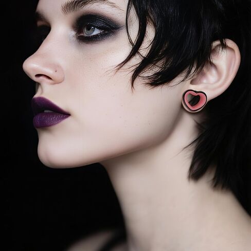 12PCS/6PCS Heart Shape Ear Tunnels Plugs 316 Stainless Steel Heart Hollow Double Flared Ear Gauges Tunnels Stretcher Body Piercing Earring Jewelry for Women Men 0G(8mm)-1"(25mm) in Kuwait