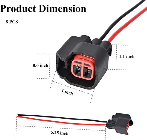 Fuel Injector Connector Pigtail Fuel Injectors Set of 8 5013995AA 5161919AA Car Accessories Fuel Injector Wiring Harness Compatible with Buick Cadillac Dodge Ford Chevy GMC Ram (8PCS) in Saudi Arabia