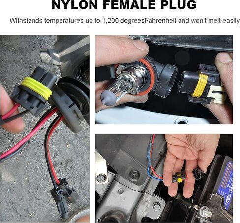 2 PCS Wiring Harness Headlight Socket, 9005 9006 9012 HB3 HB4 Nylon Female Adapters Pigtail Sockets, Wire Connector Plug Replacement Part for Driving Lights Fog Lamps in Saudi Arabia