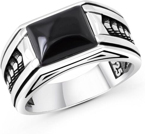 خواتم من الفضة الاسترليني للرجال بنمط سهم، Anillos para Hombre، خواتم رجالي مرصعة بالأحجار الكريمة، خواتم من الفضة الاسترليني مصنوعة يدويًا مع أحجار العقيق والفيروز وعين النمر الكريمة in Saudi Arabia