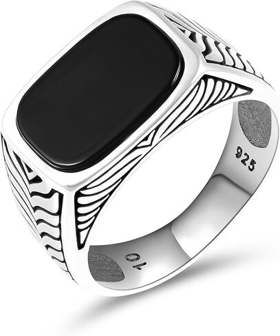 خواتم من الفضة الاسترليني للرجال بنمط سهم، Anillos para Hombre، خواتم رجالي مرصعة بالأحجار الكريمة، خواتم من الفضة الاسترليني مصنوعة يدويًا مع أحجار العقيق والفيروز وعين النمر الكريمة in Saudi Arabia