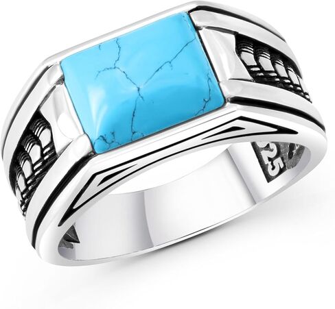 خواتم من الفضة الاسترليني للرجال بنمط سهم، Anillos para Hombre، خواتم رجالي مرصعة بالأحجار الكريمة، خواتم من الفضة الاسترليني مصنوعة يدويًا مع أحجار العقيق والفيروز وعين النمر الكريمة in Saudi Arabia