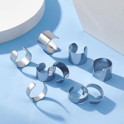 UNICRAFTALE 30Pcs 3 Sizes Stainless Steel Adjustable Cuff Rings Metal Open Finger Rings Wide Band Rings for Women Men Simple Finger Ring Jewelry 6/10/15mm Wide in Saudi Arabia