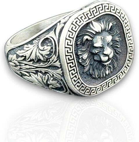 Men Silver Lion Ring, Animal Leon Head Ring, Animal Signet Ring, 925k Sterling Silver Handmade Ring in Kuwait