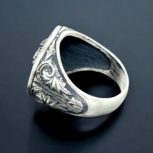 Men Silver Lion Ring, Animal Leon Head Ring, Animal Signet Ring, 925k Sterling Silver Handmade Ring in Kuwait