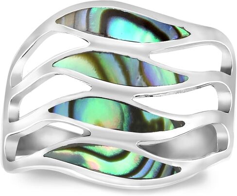 AeraVida Amazing Waves Myriad of Abalone Shell .925 Sterling Silver Ring in Saudi Arabia