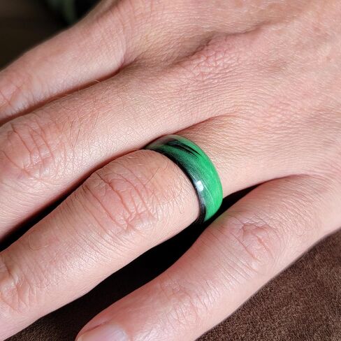 حلقة متوهجة رخامية من ألياف الكربون باللون الأخضر، لمسة نهائية غير لامعة أو شديدة اللمعان، شريط مستدير، يتوهج في الظلام، متين، مقاوم للماء، مقاسات 4-16، عرض نطاق مخصص in Kuwait