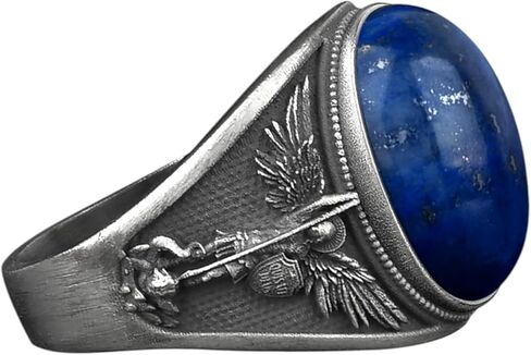 باي سيفلر ستون - خاتم القديس ميخائيل رئيس الملائكة مع حجر العقيق الأسود للرجال، مجوهرات أنيقة من الفضة in Kuwait