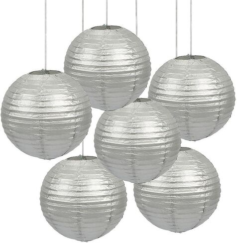 Fun Express - 12" Yellow Hanging Paper Lanterns - Party Decor - Hanging Lanterns - 6 Pieces for Celebrations in Saudi Arabia