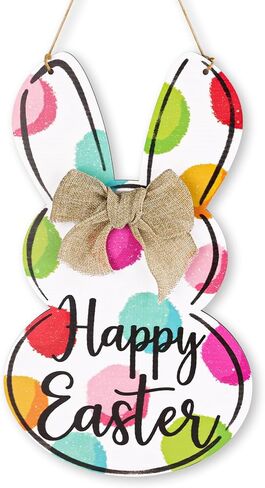 Easter Decorations Front Door Hanger: Cute Rustic Wooden Easter Peep Bunny Welcome Sign, Colorful Farmhouse Easter Door Wreath for Wall Home Front Porch Yard Office School Indoor Outdoor Decor in Kuwait