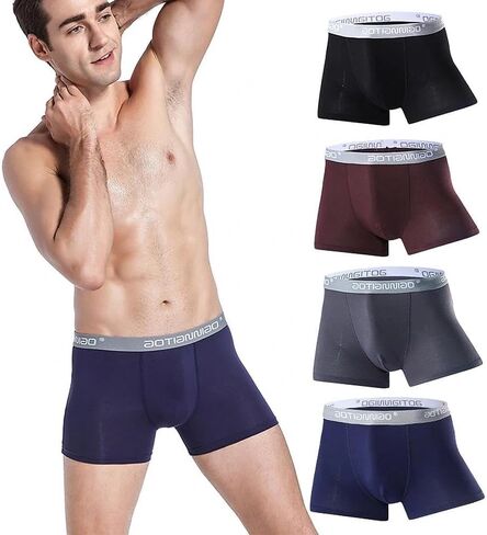Men's Underwear Pack,Men's Boxer Briefs, Cotton Mid Rise Boxer Briefs Soft Cozy Assorted Color,4 Pcs,XL in Saudi Arabia