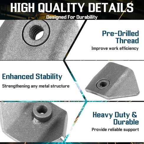Shimeyao 12 Pcs Metal Weld on Tabs 1/4 Turn Fastener Weld Tabs 1/4"-20 Thread Accessories Gauge Steel Angle Iron Mount Plate Heavy Duty Reinforcement 1/8" Thick Steel for Metal Processing in Saudi Arabia