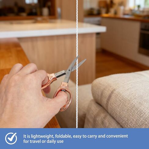 2 Pcs Small Folding Scissors, Portable Mini Travel Scissors Stainless Steel, Safety Foldable Badge Scissor for Nurse Office Craft Sewing, Rose Gold Keychain Pocket Accessories in Kuwait