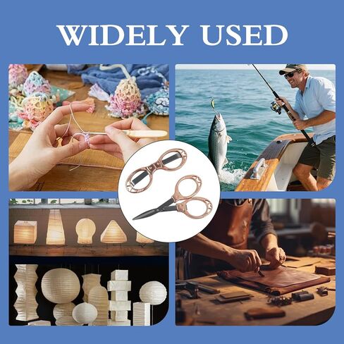 2 Pcs Small Folding Scissors, Portable Mini Travel Scissors Stainless Steel, Safety Foldable Badge Scissor for Nurse Office Craft Sewing, Rose Gold Keychain Pocket Accessories in Kuwait