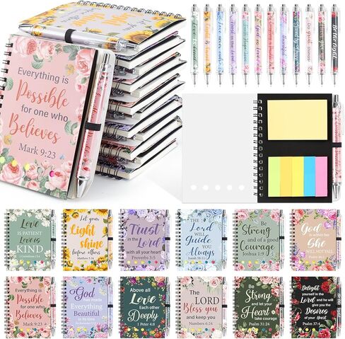48 قطعة/24 مجموعة من دفاتر الملاحظات الحلزونية من مجلة الصلاة المسيحية مع أقلام، مجلة الصلاة، آية الكتاب المقدس الدينية، يوم الأم، الأسبوع المقدس، دفتر حلزوني للنساء والرجال، مدرس عضو الكنيسة in Kuwait