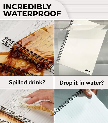 GAK. Stone Paper Waterproof Sheet Spiral Notebook (M Size) – 5.8"x8.3", 50 sheets, Stone Paper Notebook Journal Note Taking Waterproof Notepad College Ruled Paper Black Notebook Aesthetic School in Saudi Arabia