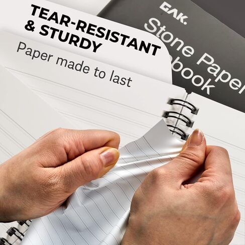 GAK. Stone Paper Waterproof Sheet Spiral Notebook (M Size) – 5.8"x8.3", 50 sheets, Stone Paper Notebook Journal Note Taking Waterproof Notepad College Ruled Paper Black Notebook Aesthetic School in Saudi Arabia
