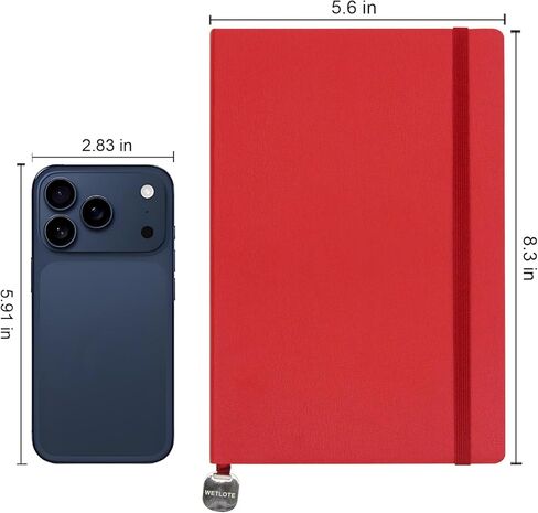 WETLOTE A5 Journal Notebook，Soft Cover - 5.6"x8.25" Line/Grid/Blank, 208 Pages, Soft Leather Journal for Home, Work & School(red,check) in Kuwait
