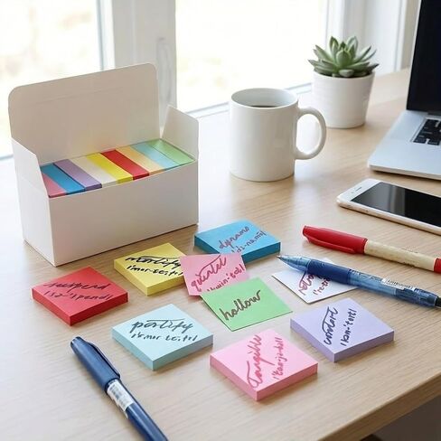 600 Sheets Multi-Color Sticky Notes, 11 Assorted Colors Self-Adhesive Square Memo Pads, Removable Note Paper for Quick Messages and Reminders in Saudi Arabia